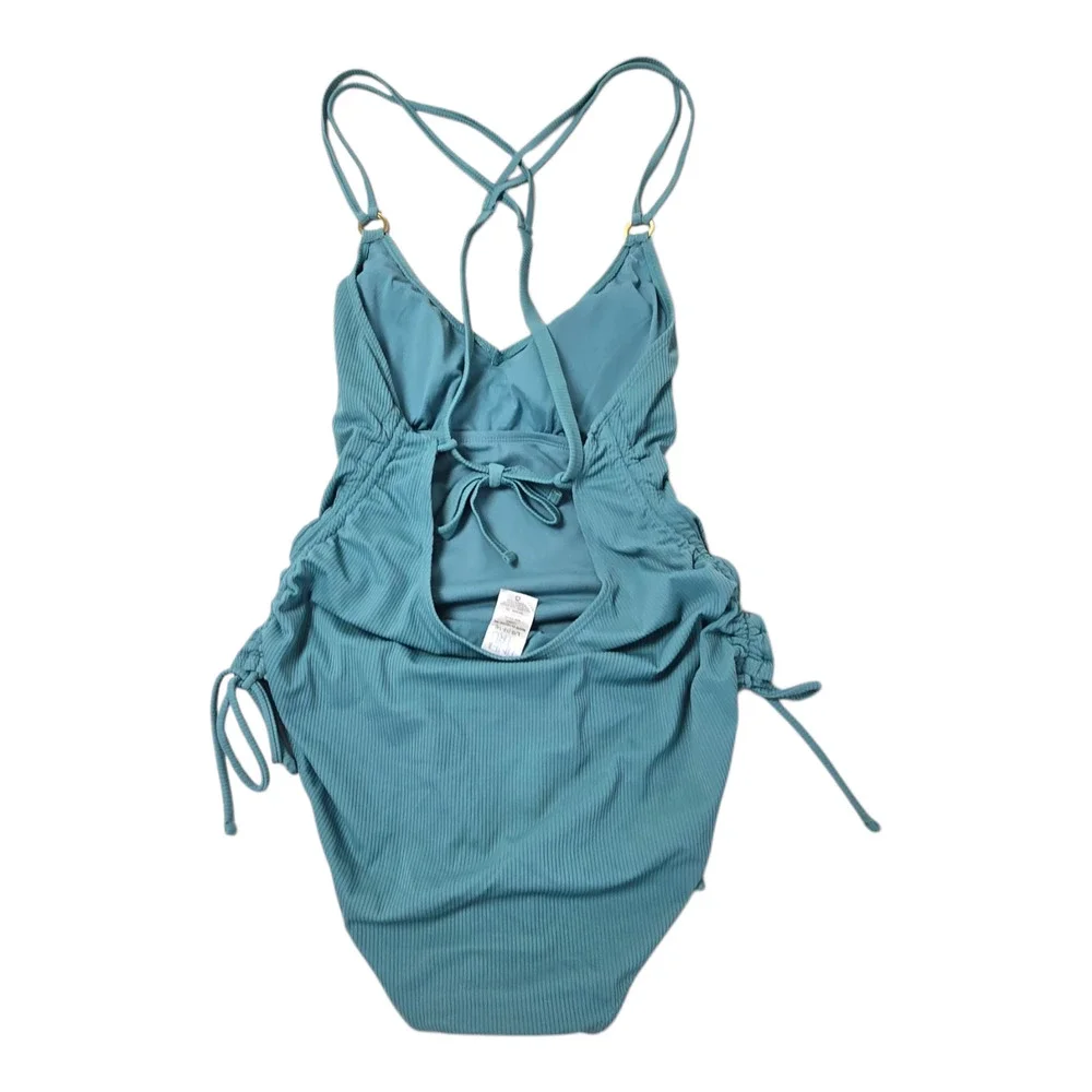 Time & Tru Women's Swimsuit L/G (12-14) Bluish Grey One Piece